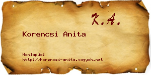 Korencsi Anita névjegykártya