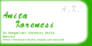anita korencsi business card